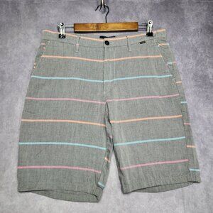 Hurley Shorts‎ Mens 32 Gray Multicolor Stripe Casual Chino Summer Skate Surfer